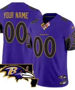 Baltimore Ravens Nike Maryland Patch Vapor Custom Limited Stitched Jersey - Purple