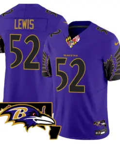Baltimore Ravens Nike Maryland Patch Vapor Limited Stitched Jersey V2 - Purple - Image 6