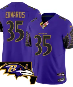Baltimore Ravens Nike Maryland Patch Vapor Limited Stitched Jersey V2 - Purple - Image 8
