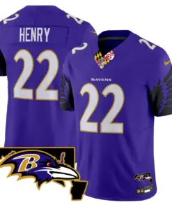 Baltimore Ravens Nike Maryland Patch Vapor Limited Stitched Jersey V2 - Purple - Image 9