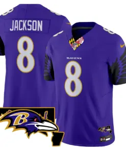 Baltimore Ravens Nike Maryland Patch Vapor Limited Stitched Jersey V2 - Purple - Image 10