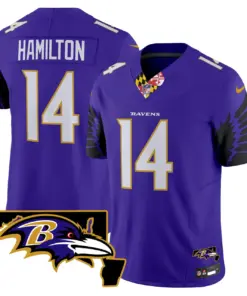 Baltimore Ravens Nike Maryland Patch Vapor Limited Stitched Jersey V2 - Purple - Image 12