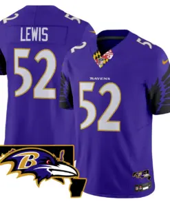 Baltimore Ravens Nike Maryland Patch Vapor Limited Stitched Jersey V2 - Purple - Image 14