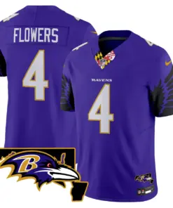 Baltimore Ravens Nike Maryland Patch Vapor Limited Stitched Jersey V2 - Purple - Image 15