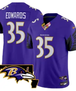 Baltimore Ravens Nike Maryland Patch Vapor Limited Stitched Jersey V2 - Purple - Image 16