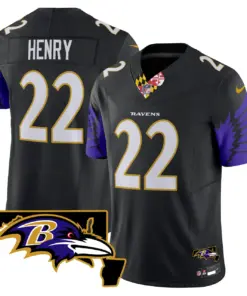 Baltimore Ravens Nike Maryland Patch Vapor Limited Stitched Jersey V2 - Purple - Image 17