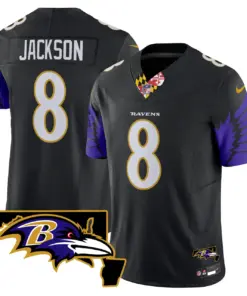 Baltimore Ravens Nike Maryland Patch Vapor Limited Stitched Jersey V2 - Purple - Image 18