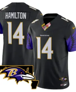 Baltimore Ravens Nike Maryland Patch Vapor Limited Stitched Jersey V2 - Purple - Image 20