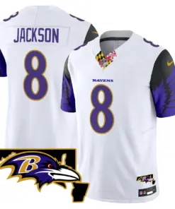 Baltimore Ravens Nike Maryland Patch Vapor Limited Stitched Jersey V2 - Purple - Image 26