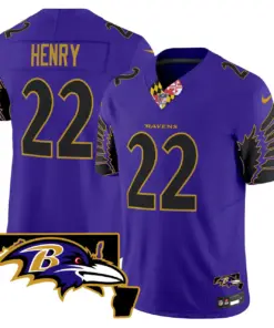 Baltimore Ravens Nike Maryland Patch Vapor Limited Stitched Jersey V2 - Purple