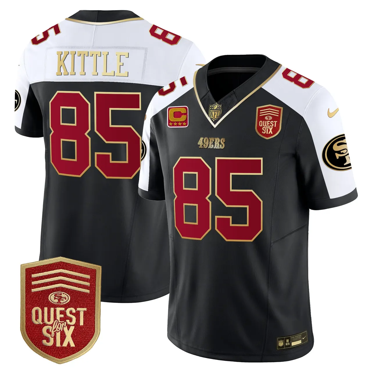 San Francisco 49ers Nike Quest For Six Patch Vapor Limited Stitched Jersey - Anthracite - Image 4
