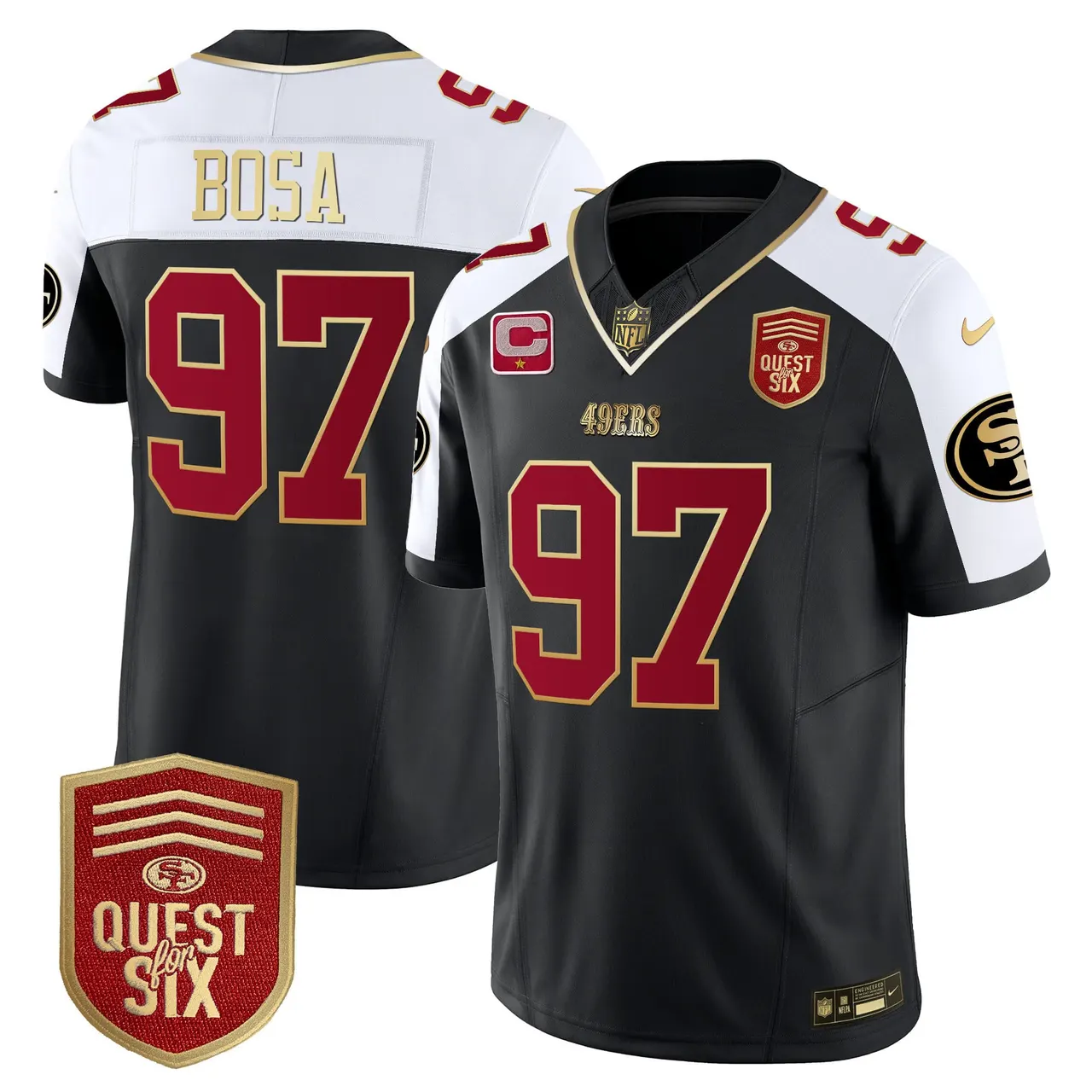San Francisco 49ers Nike Quest For Six Patch Vapor Limited Stitched Jersey - Anthracite - Image 7
