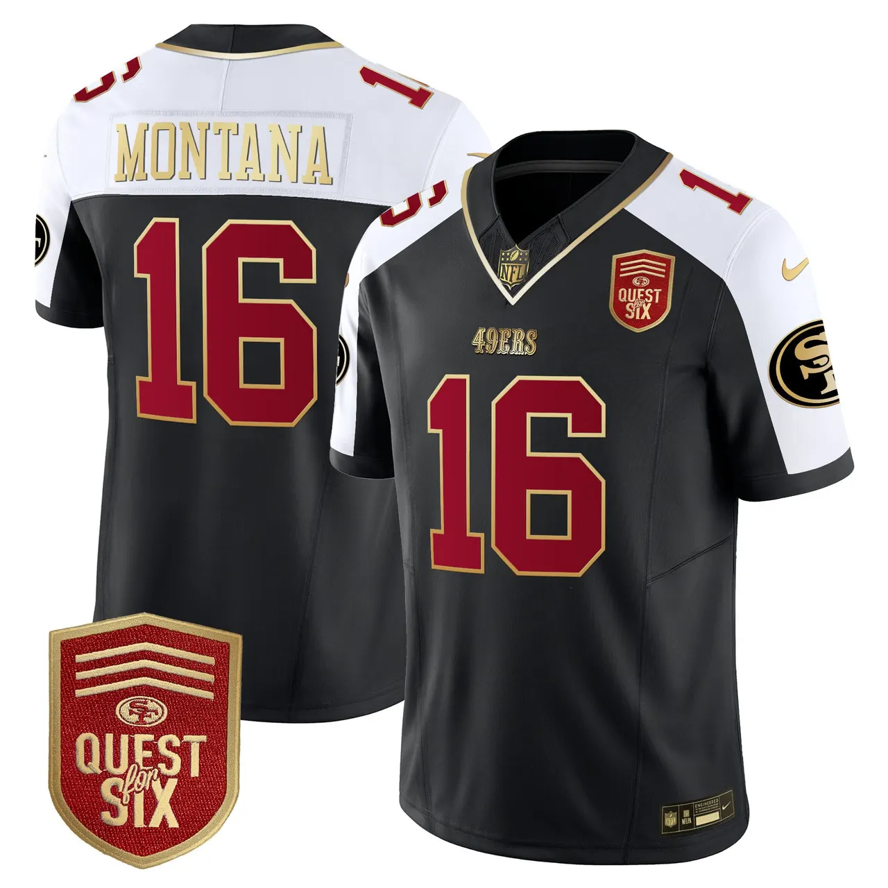 San Francisco 49ers Nike Quest For Six Patch Vapor Limited Stitched Jersey - Anthracite - Image 8