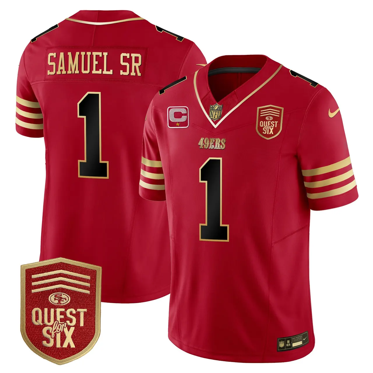San Francisco 49ers Nike Quest For Six Patch Vapor Limited Stitched Jersey - Anthracite - Image 12