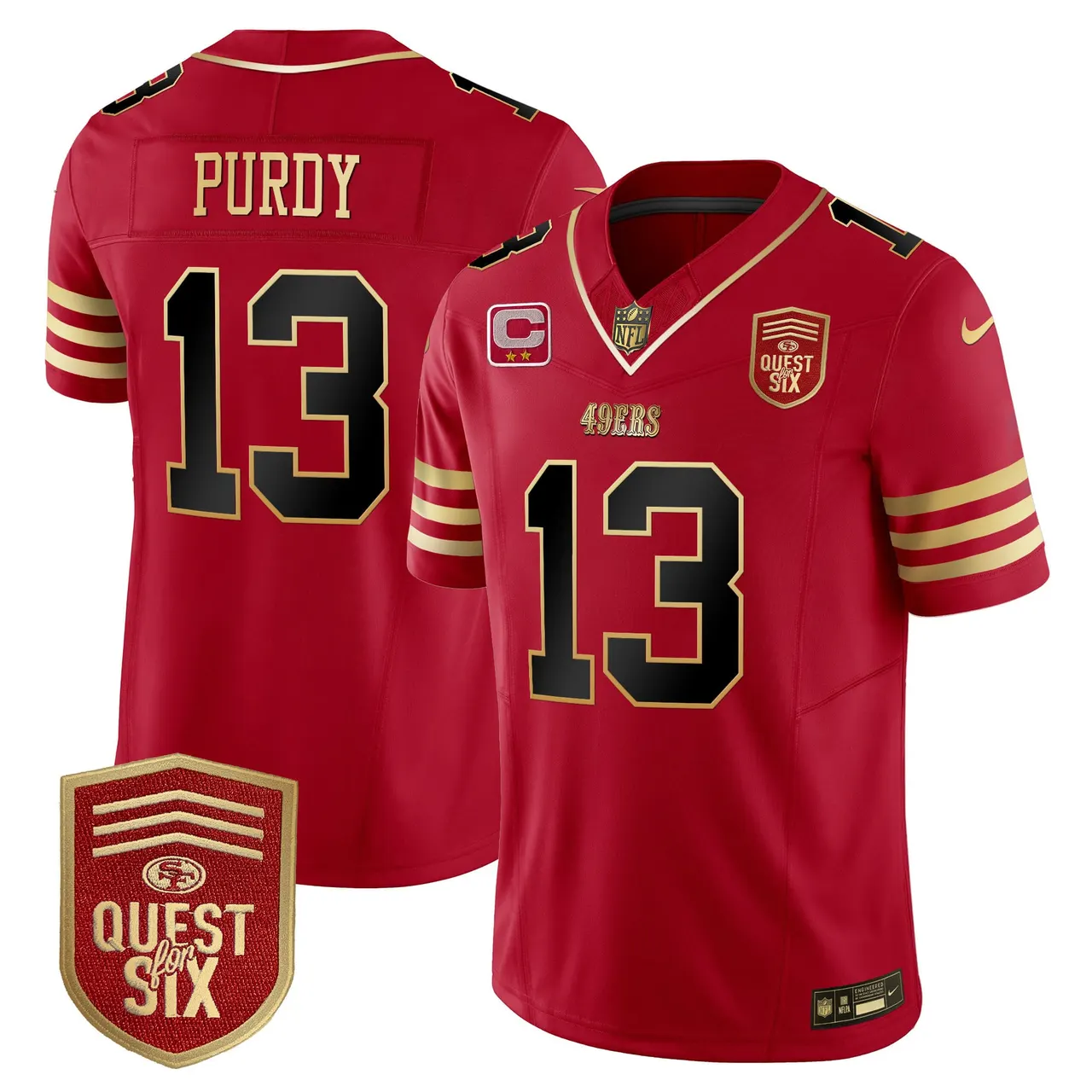San Francisco 49ers Nike Quest For Six Patch Vapor Limited Stitched Jersey - Anthracite - Image 13