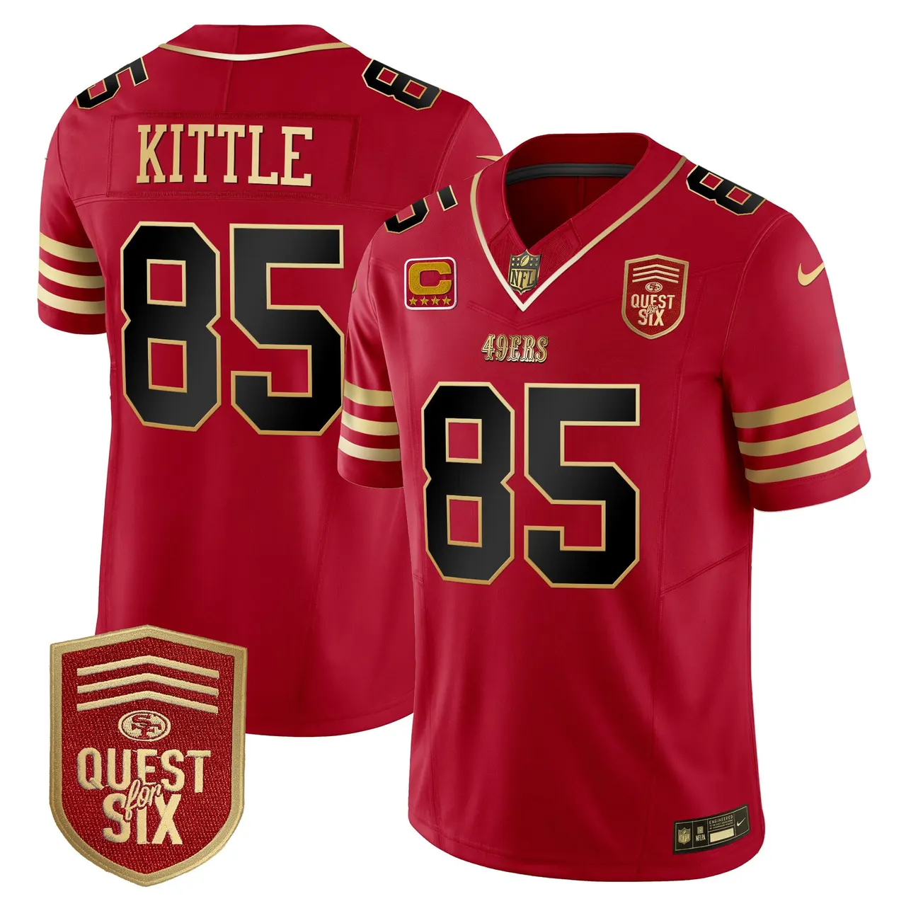 San Francisco 49ers Nike Quest For Six Patch Vapor Limited Stitched Jersey - Anthracite - Image 14