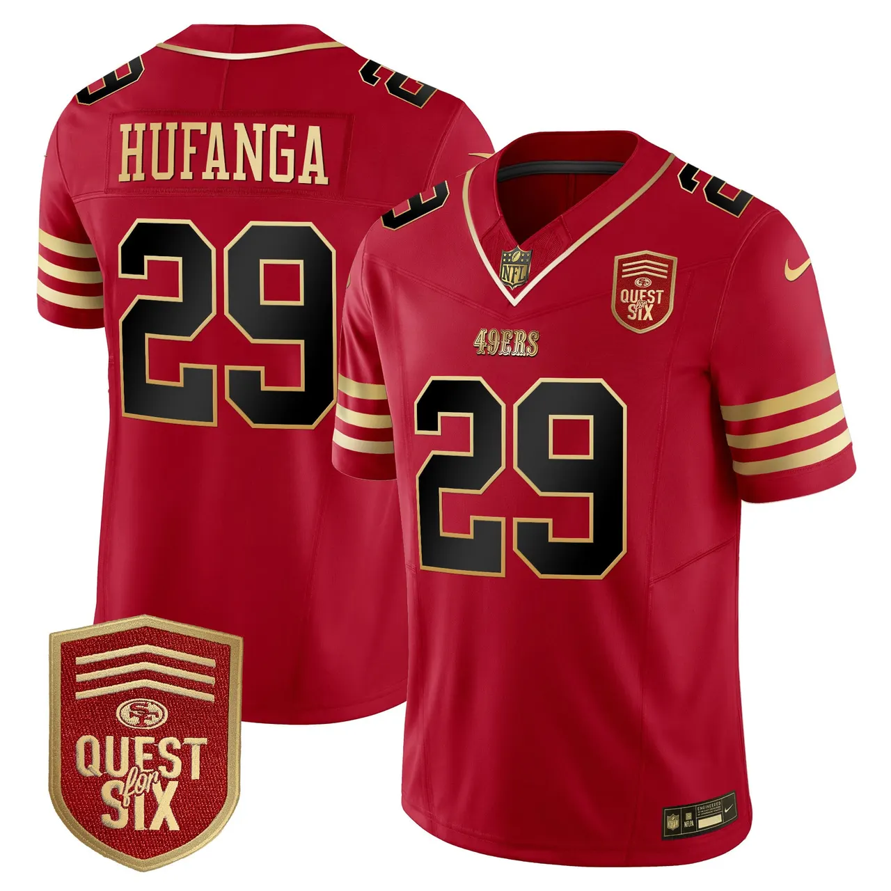 San Francisco 49ers Nike Quest For Six Patch Vapor Limited Stitched Jersey - Anthracite - Image 20