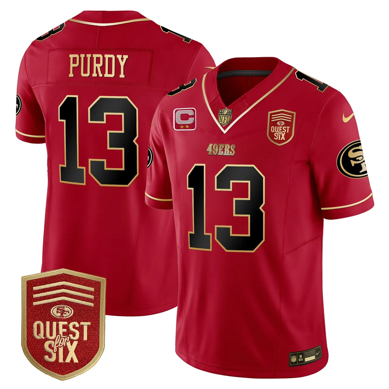 San Francisco 49ers Nike Quest For Six Patch Vapor Limited Stitched Jersey - Anthracite - Image 23