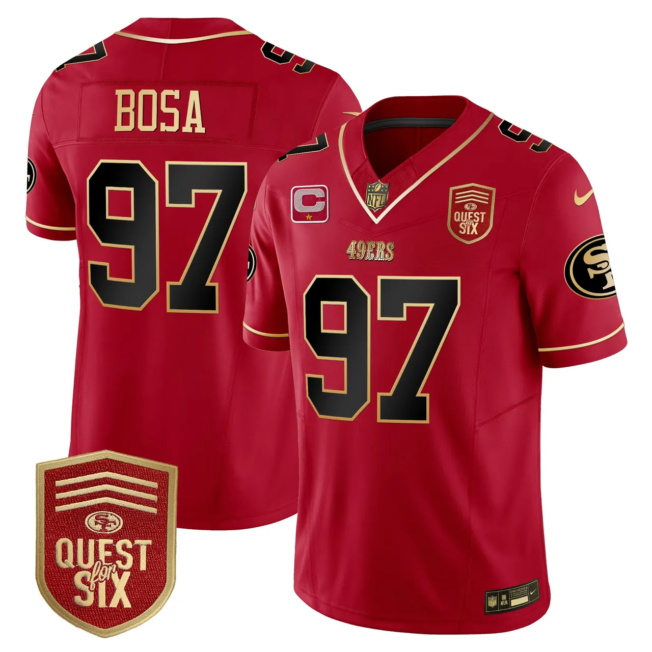 San Francisco 49ers Nike Quest For Six Patch Vapor Limited Stitched Jersey - Anthracite - Image 27