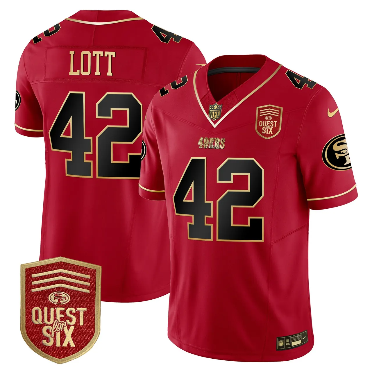 San Francisco 49ers Nike Quest For Six Patch Vapor Limited Stitched Jersey - Anthracite - Image 29