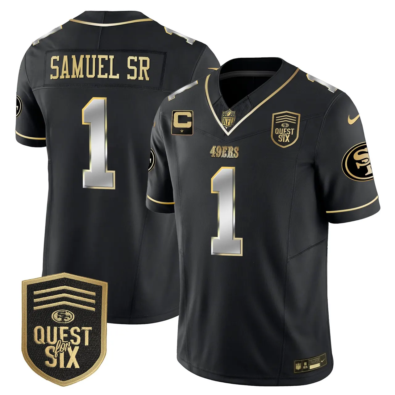 San Francisco 49ers Nike Quest For Six Patch Vapor Limited Stitched Jersey - Anthracite - Image 32