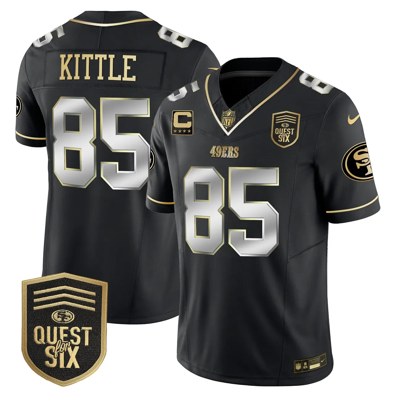 San Francisco 49ers Nike Quest For Six Patch Vapor Limited Stitched Jersey - Anthracite - Image 34