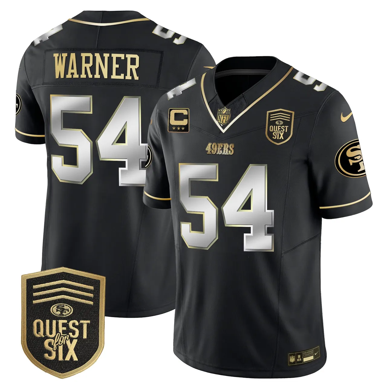 San Francisco 49ers Nike Quest For Six Patch Vapor Limited Stitched Jersey - Anthracite - Image 35