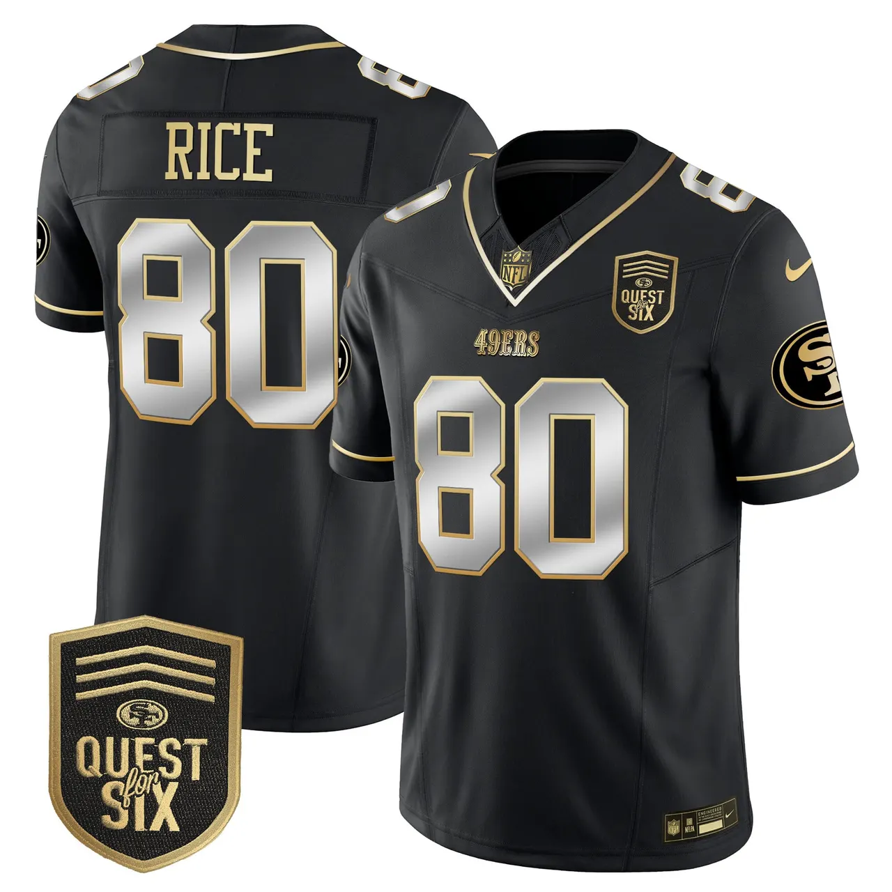 San Francisco 49ers Nike Quest For Six Patch Vapor Limited Stitched Jersey - Anthracite - Image 36