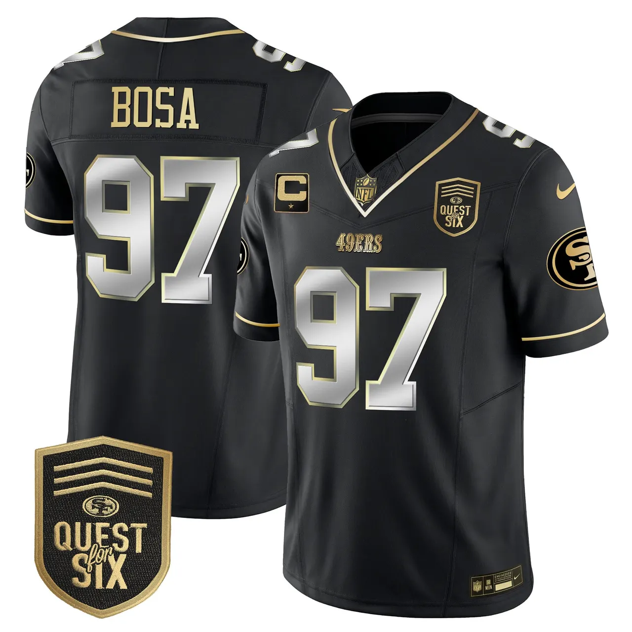 San Francisco 49ers Nike Quest For Six Patch Vapor Limited Stitched Jersey - Anthracite - Image 37