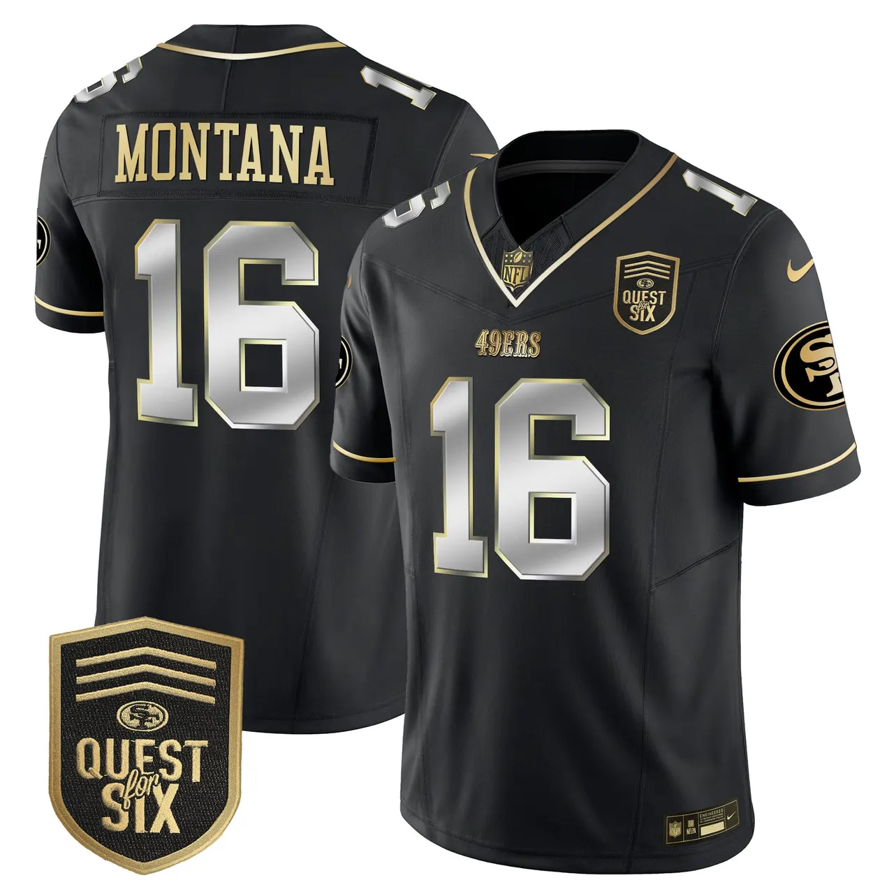 San Francisco 49ers Nike Quest For Six Patch Vapor Limited Stitched Jersey - Anthracite - Image 38