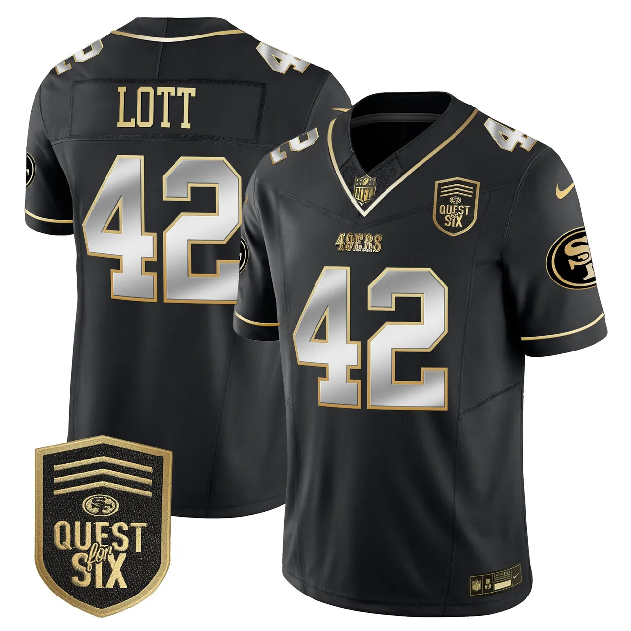 San Francisco 49ers Nike Quest For Six Patch Vapor Limited Stitched Jersey - Anthracite - Image 39