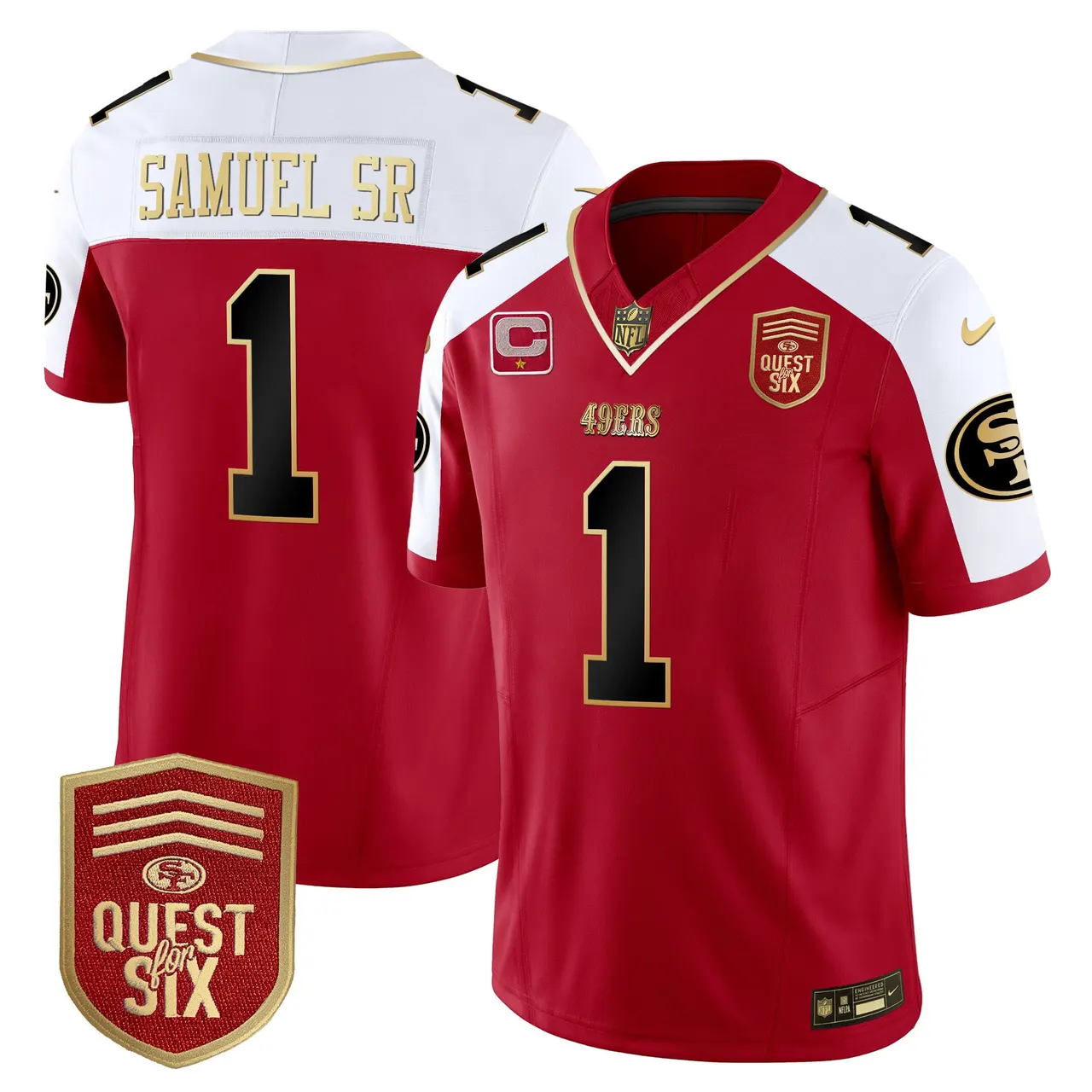 San Francisco 49ers Nike Quest For Six Patch Vapor Limited Stitched Jersey - Anthracite - Image 42