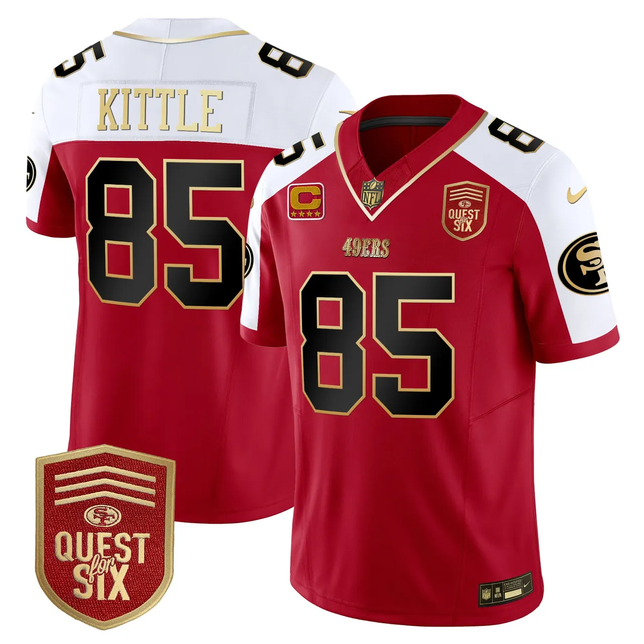 San Francisco 49ers Nike Quest For Six Patch Vapor Limited Stitched Jersey - Anthracite - Image 44