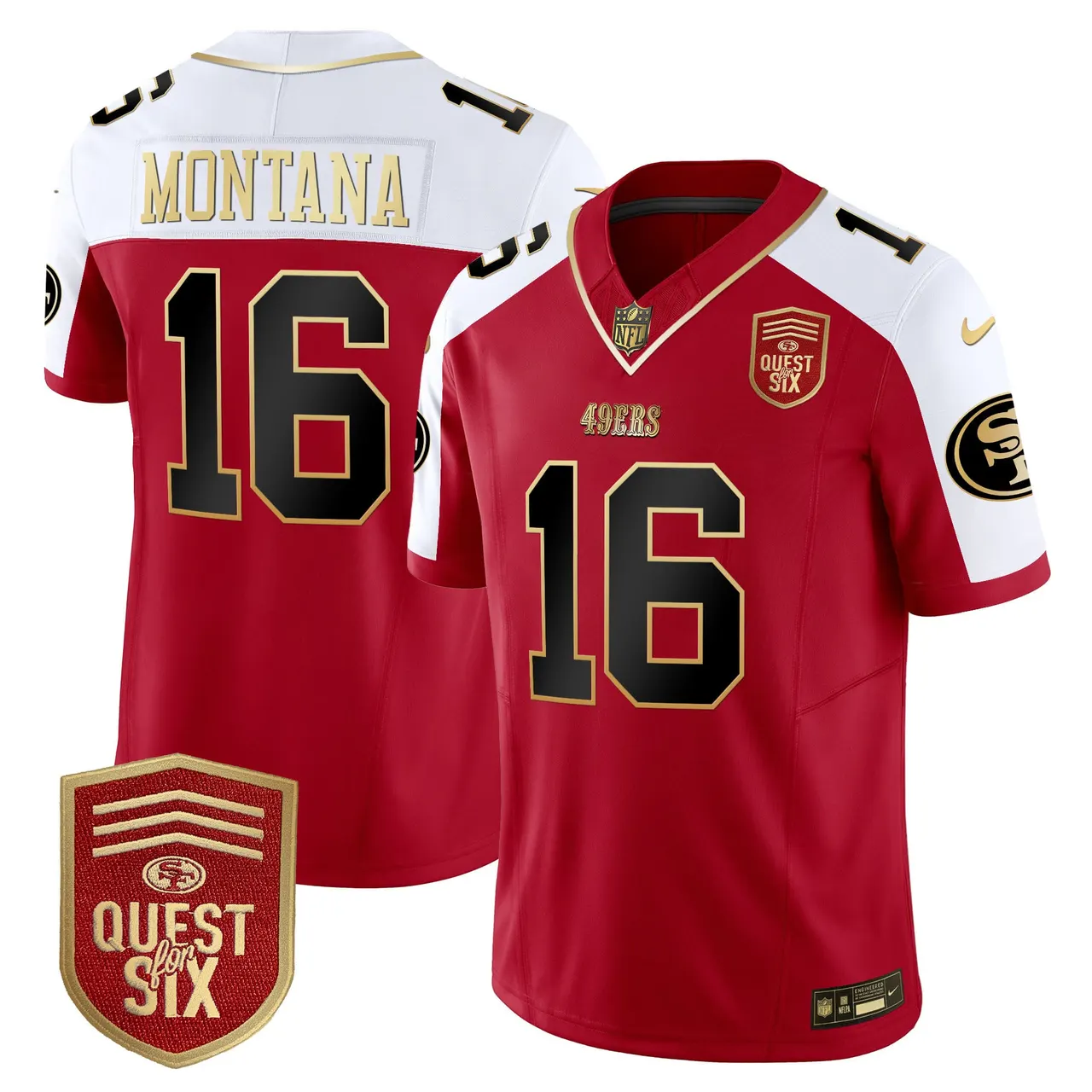 San Francisco 49ers Nike Quest For Six Patch Vapor Limited Stitched Jersey - Anthracite - Image 48
