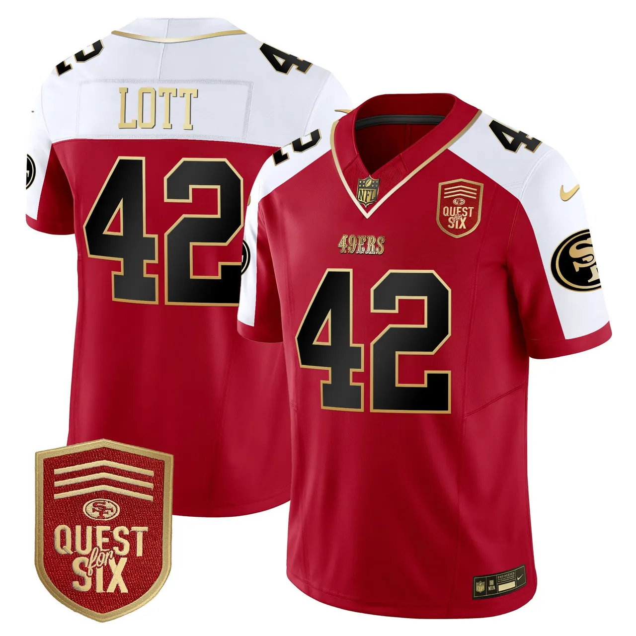 San Francisco 49ers Nike Quest For Six Patch Vapor Limited Stitched Jersey - Anthracite - Image 49