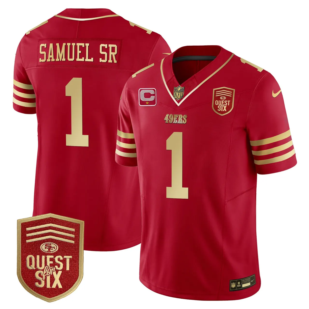 San Francisco 49ers Nike Quest For Six Patch Vapor Limited Stitched Jersey - Anthracite - Image 52