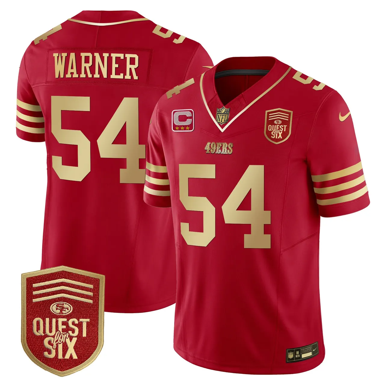 San Francisco 49ers Nike Quest For Six Patch Vapor Limited Stitched Jersey - Anthracite - Image 55