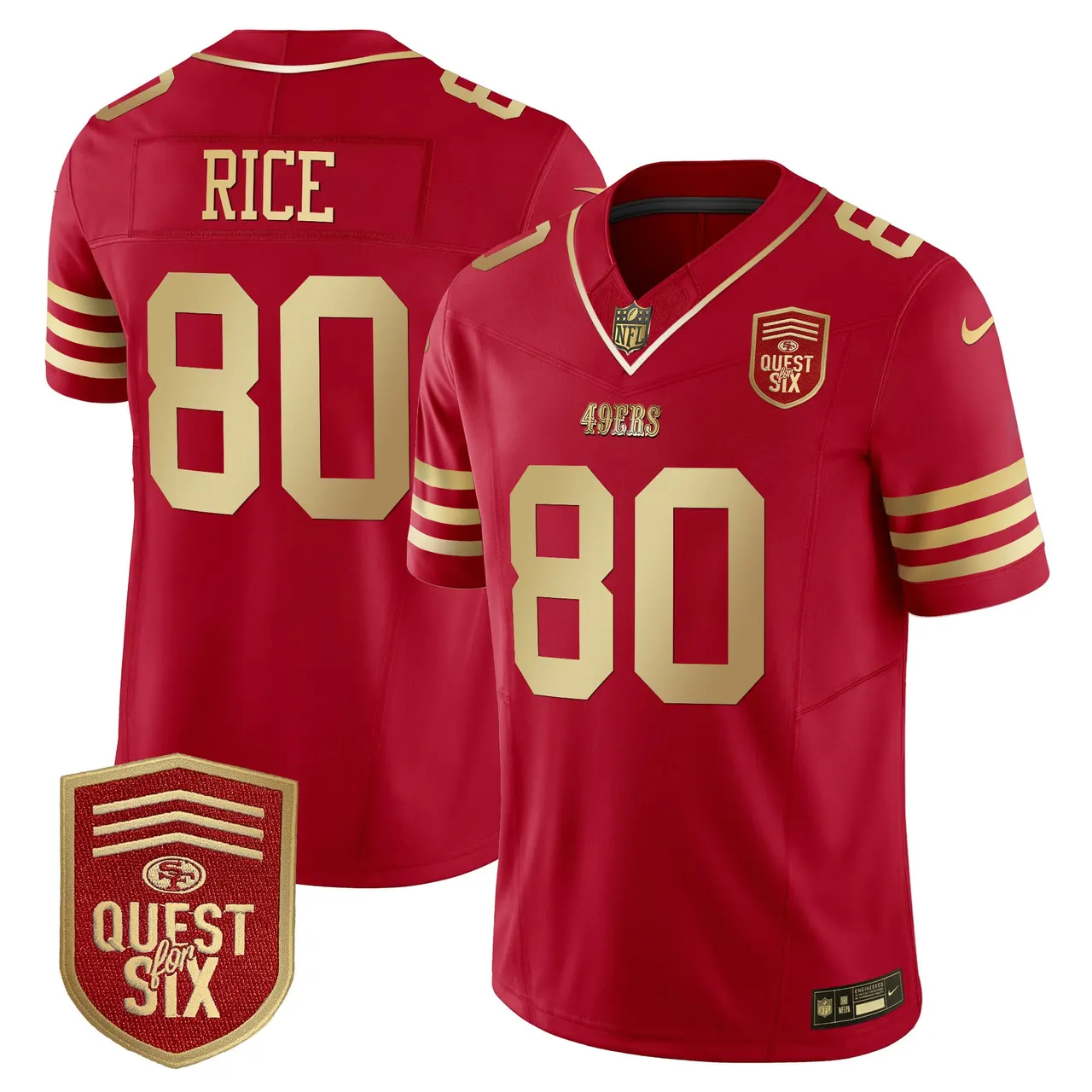 San Francisco 49ers Nike Quest For Six Patch Vapor Limited Stitched Jersey - Anthracite - Image 56