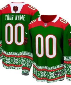 Alternative view of Chicago Bears Nike 2024 Christmas Premier Breakaway Custom Jersey - Red