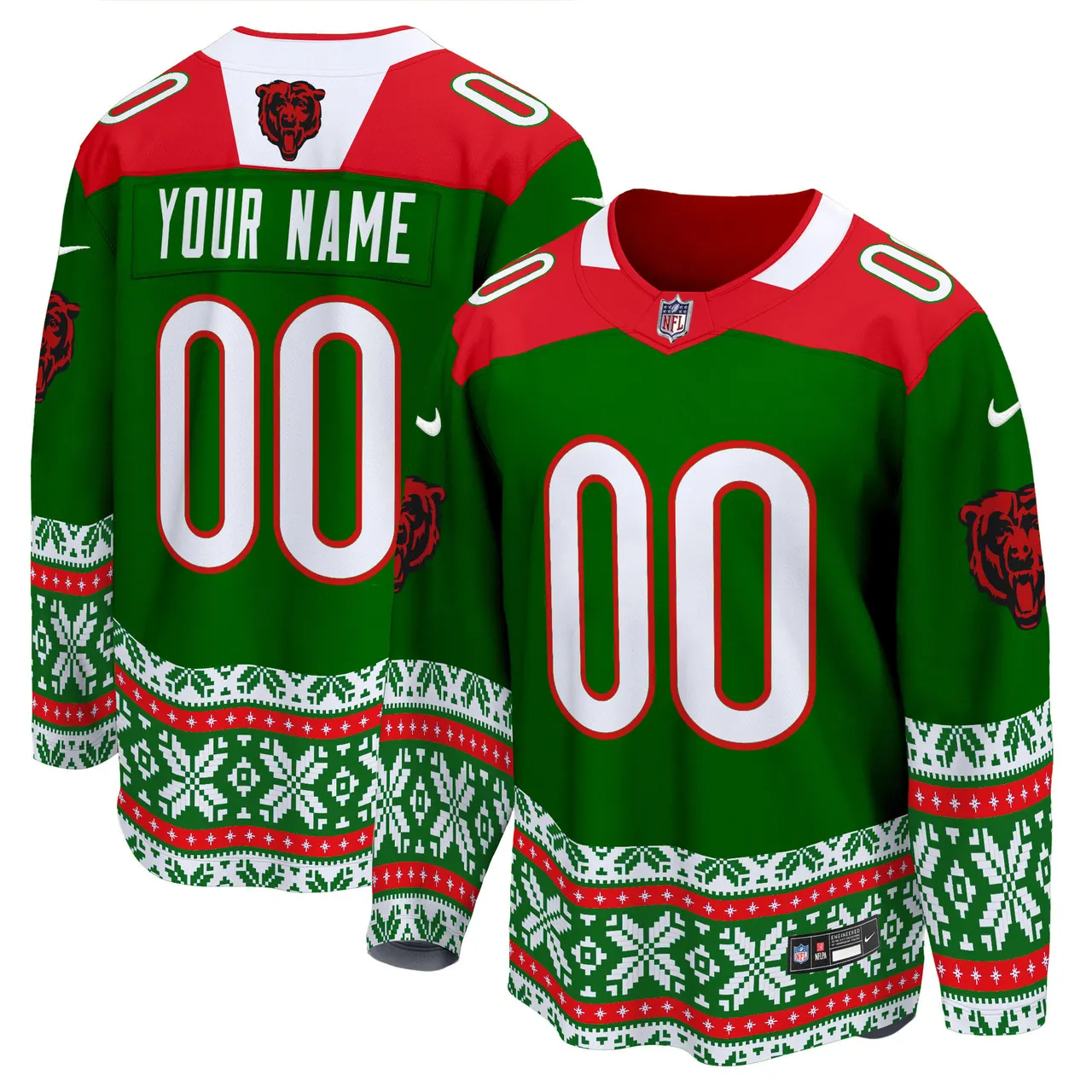 Chicago Bears Nike 2024 Christmas Premier Breakaway Custom Jersey - Red - Image 2