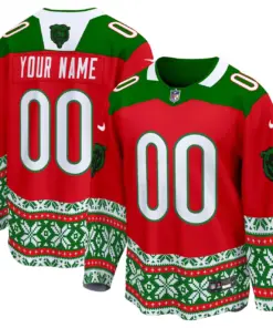Chicago Bears Nike 2024 Christmas Premier Breakaway Custom Jersey - Red