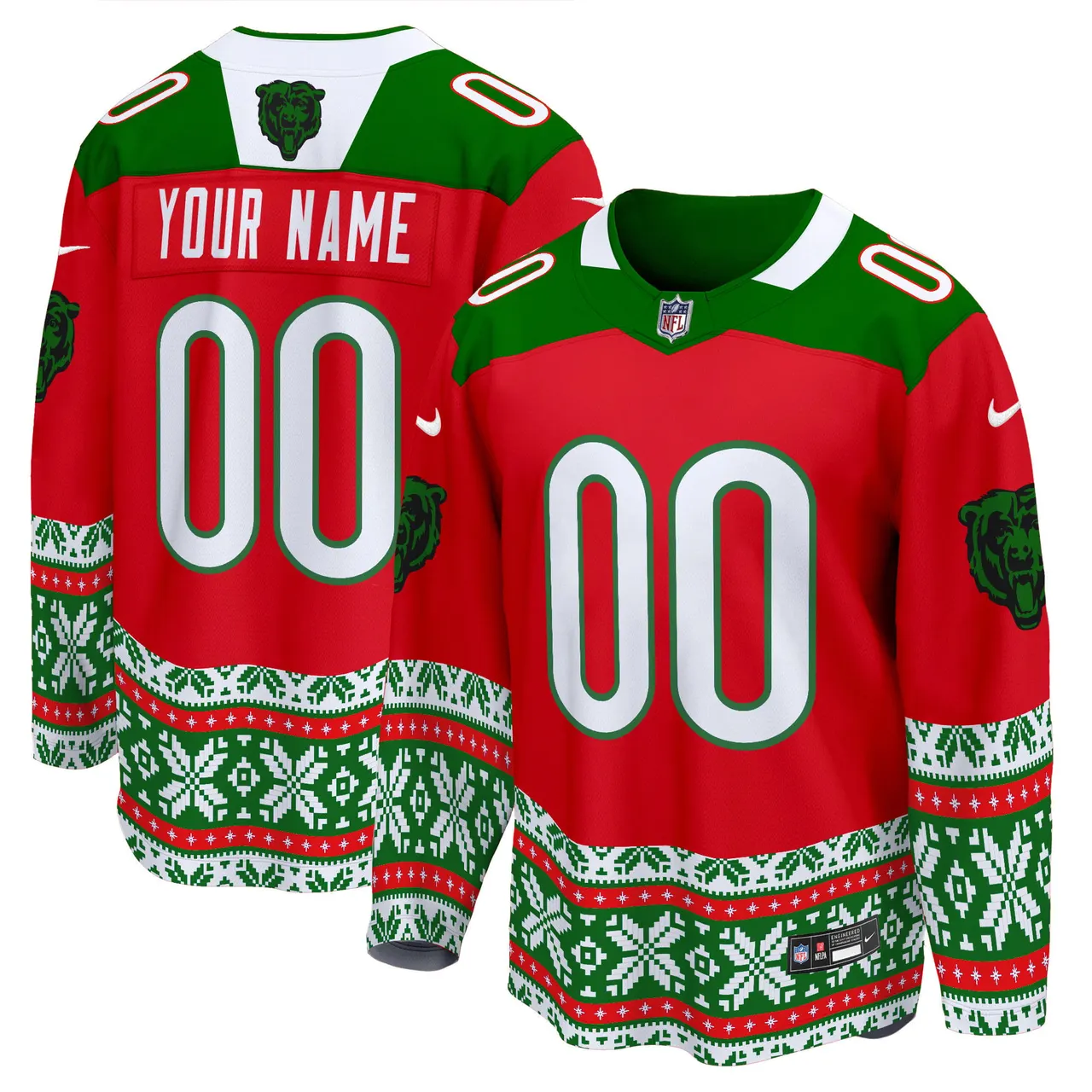 Chicago Bears Nike 2024 Christmas Premier Breakaway Custom Jersey - Red