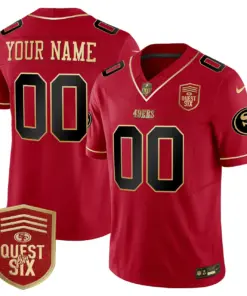 San Francisco 49ers Nike Quest For Six Patch Vapor Custom Limited Stitched Jersey - Anthracite - Image 3