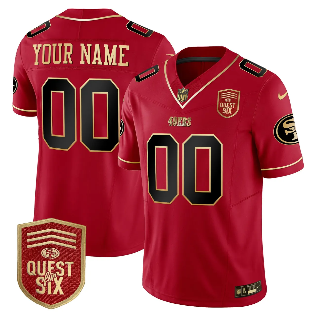 San Francisco 49ers Nike Quest For Six Patch Vapor Custom Limited Stitched Jersey - Anthracite - Image 3