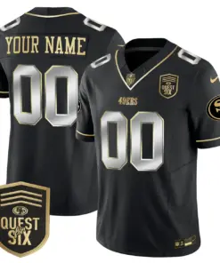 San Francisco 49ers Nike Quest For Six Patch Vapor Custom Limited Stitched Jersey - Anthracite - Image 4