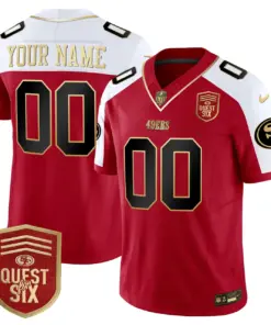 San Francisco 49ers Nike Quest For Six Patch Vapor Custom Limited Stitched Jersey - Anthracite - Image 5