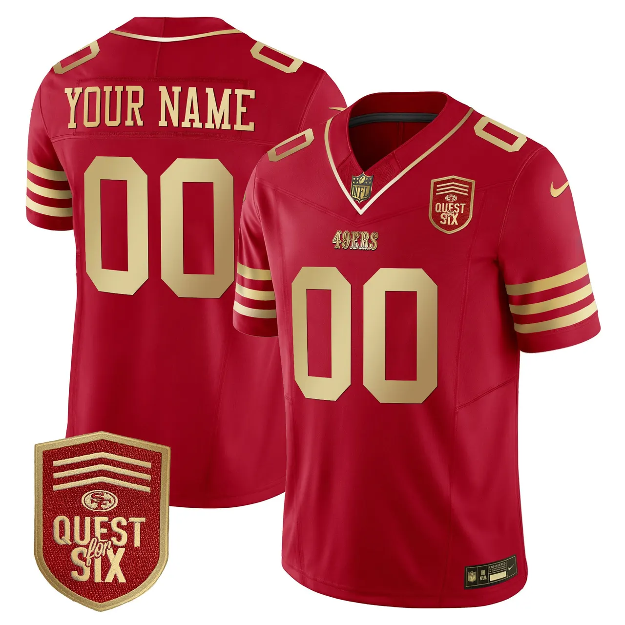 San Francisco 49ers Nike Quest For Six Patch Vapor Custom Limited Stitched Jersey - Anthracite - Image 6