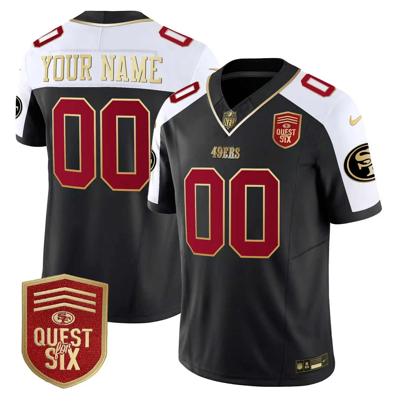 San Francisco 49ers Nike Quest For Six Patch Vapor Custom Limited Stitched Jersey - Anthracite