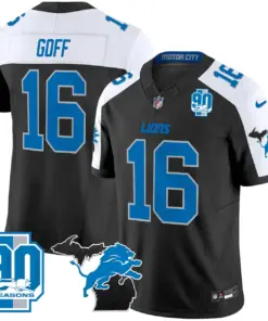 Alternative view of Detroit Lions Nike 2024 Michigan & 90th Year Patch Vapor Stitched Jersey - Black