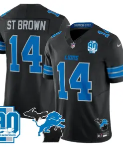 Detroit Lions Nike 2024 Michigan & 90th Year Patch Vapor Stitched Jersey - Black - Image 10